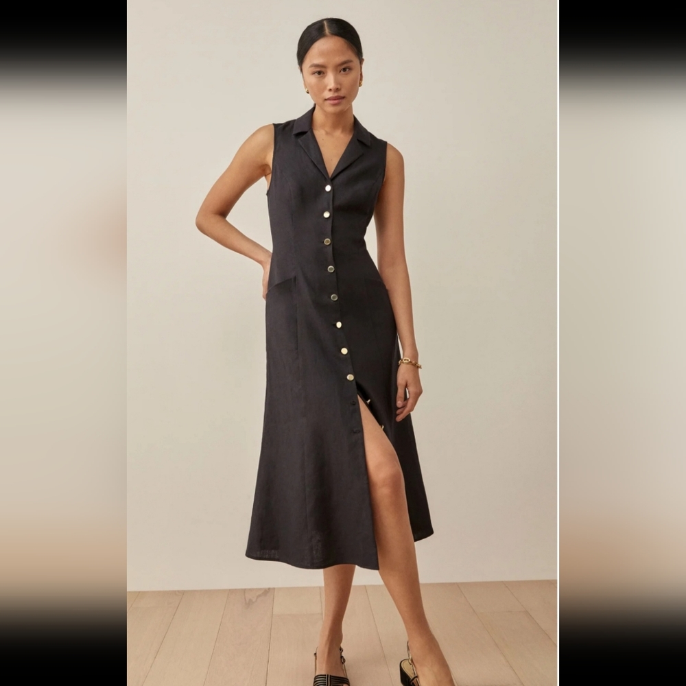 Black Reformation button-down dress Pockets size 12 NWOT